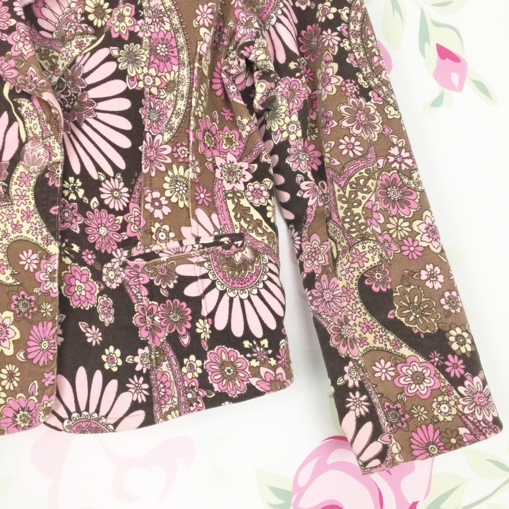 Vintage Retro Pink Floral Cord Blazer Jacket 12 - Picture 4 of 8
